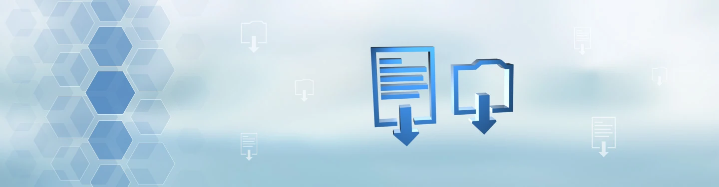 Flying symbols of a file folder and a text document