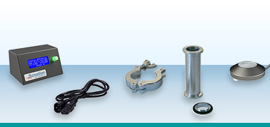 Accessories for Sonation sound enclosures. An external display for APPS systems, a flange kit and an oil leak sensor.
